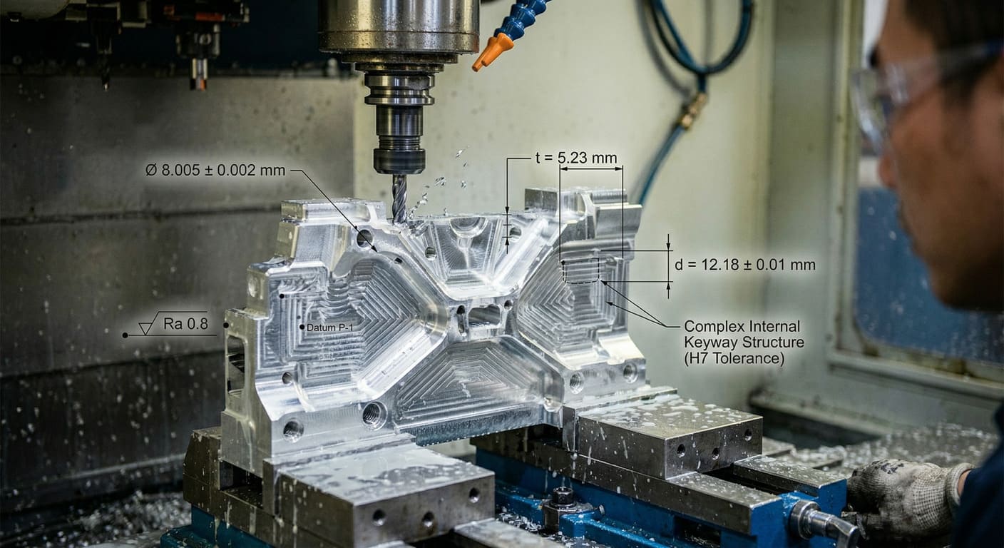 High-precision CNC machined parts details high precision CNC machined aluminum part with tight tolerance