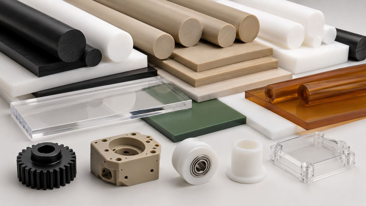 Engineering plastic rods, sheets and precision parts in different materials
