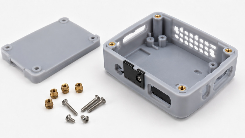 SLA resin parts with threaded inserts and assembly support for prototype testing