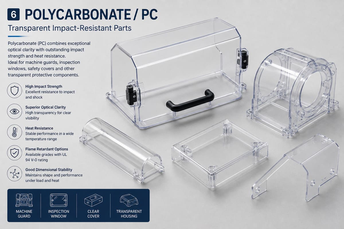 Transparent polycarbonate machine guard for impact-resistant protective applications