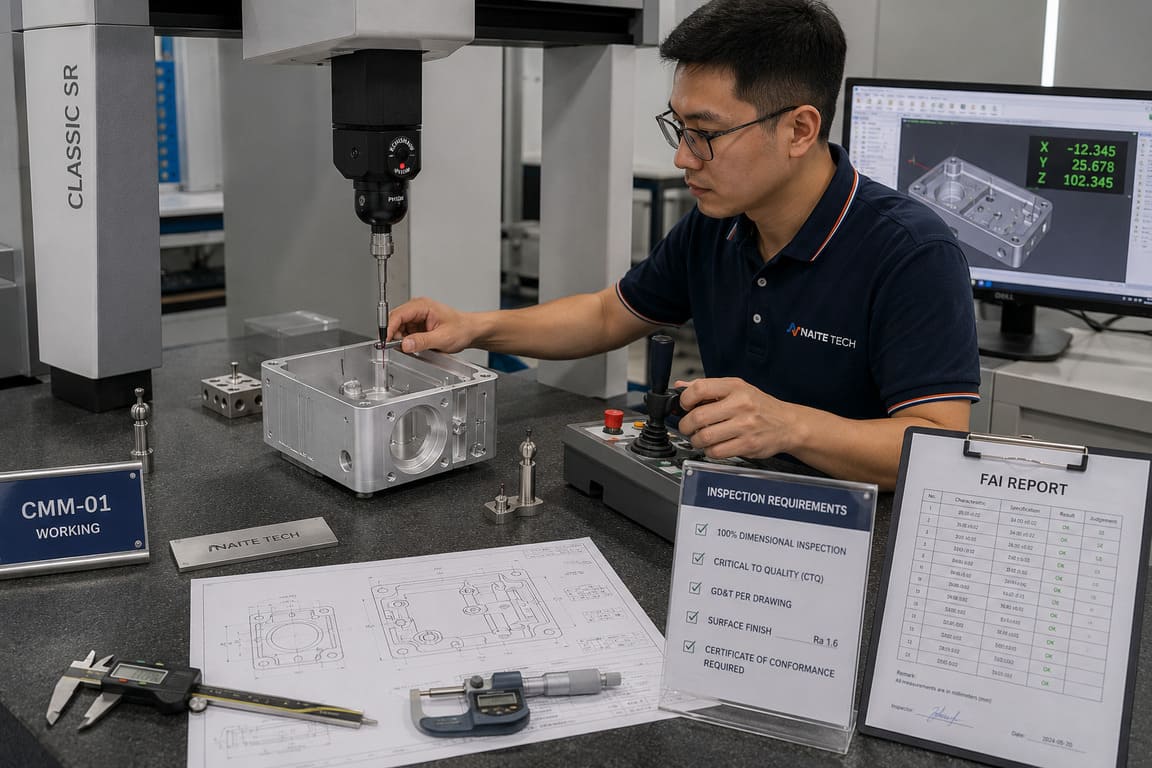 CMM inspection of a CNC machined aluminum housing for dimensional reporting.jpg