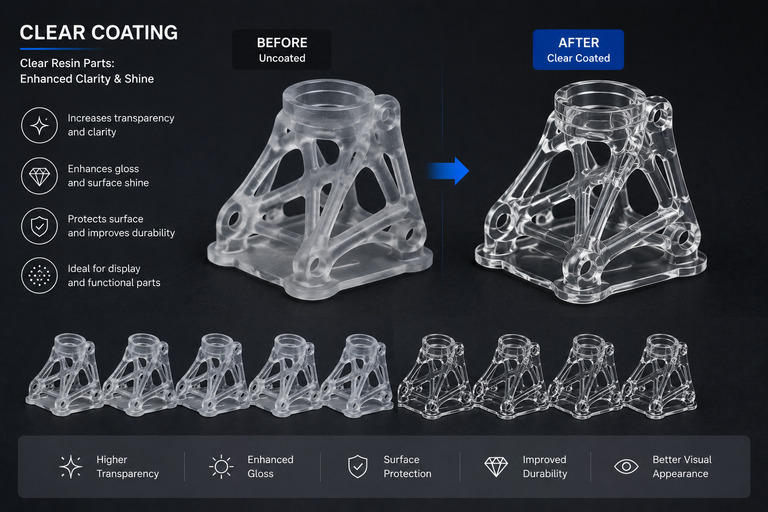 Clear coating of 3D printed parts