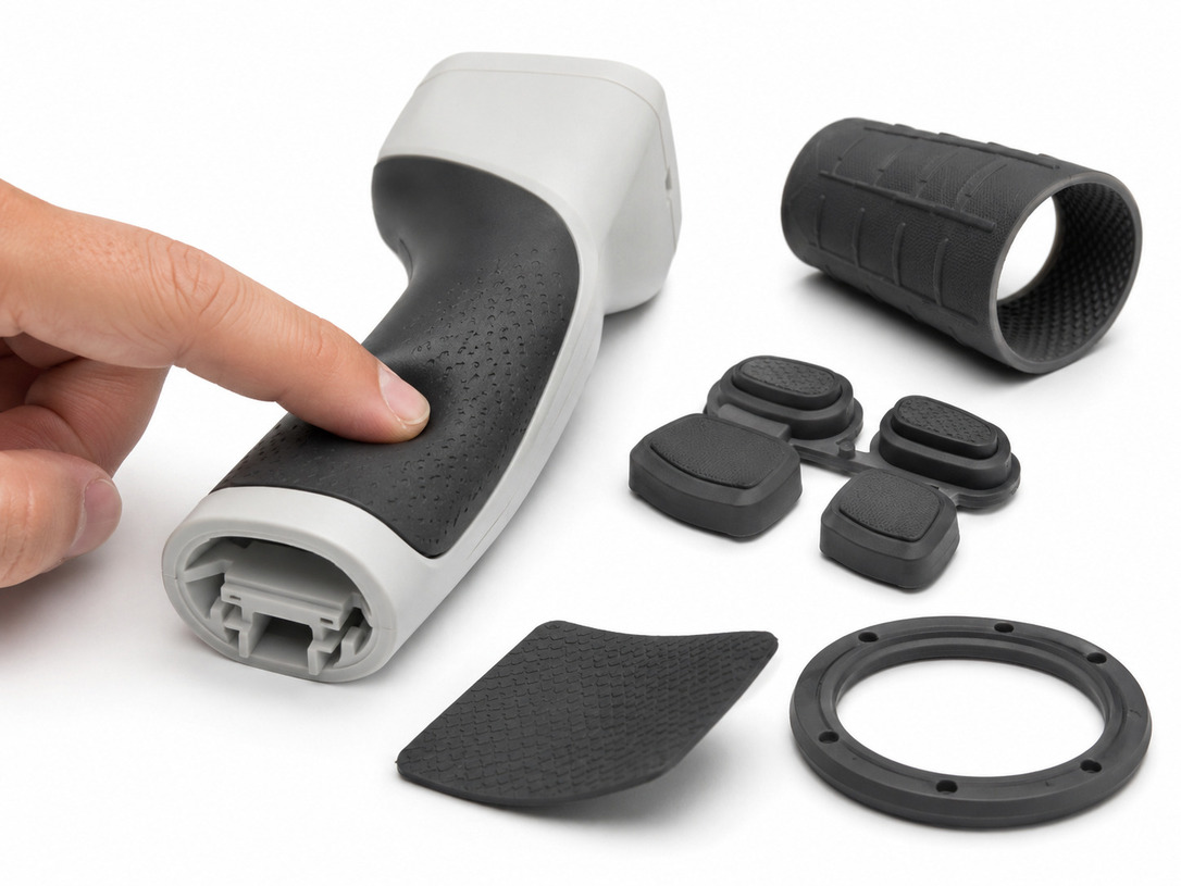 PolyJet rubber-like material prototypes for soft-touch grips buttons and flexible features