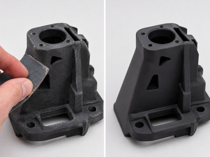 Sanding SLS nylon parts to reduce roughness and improve surface feel
