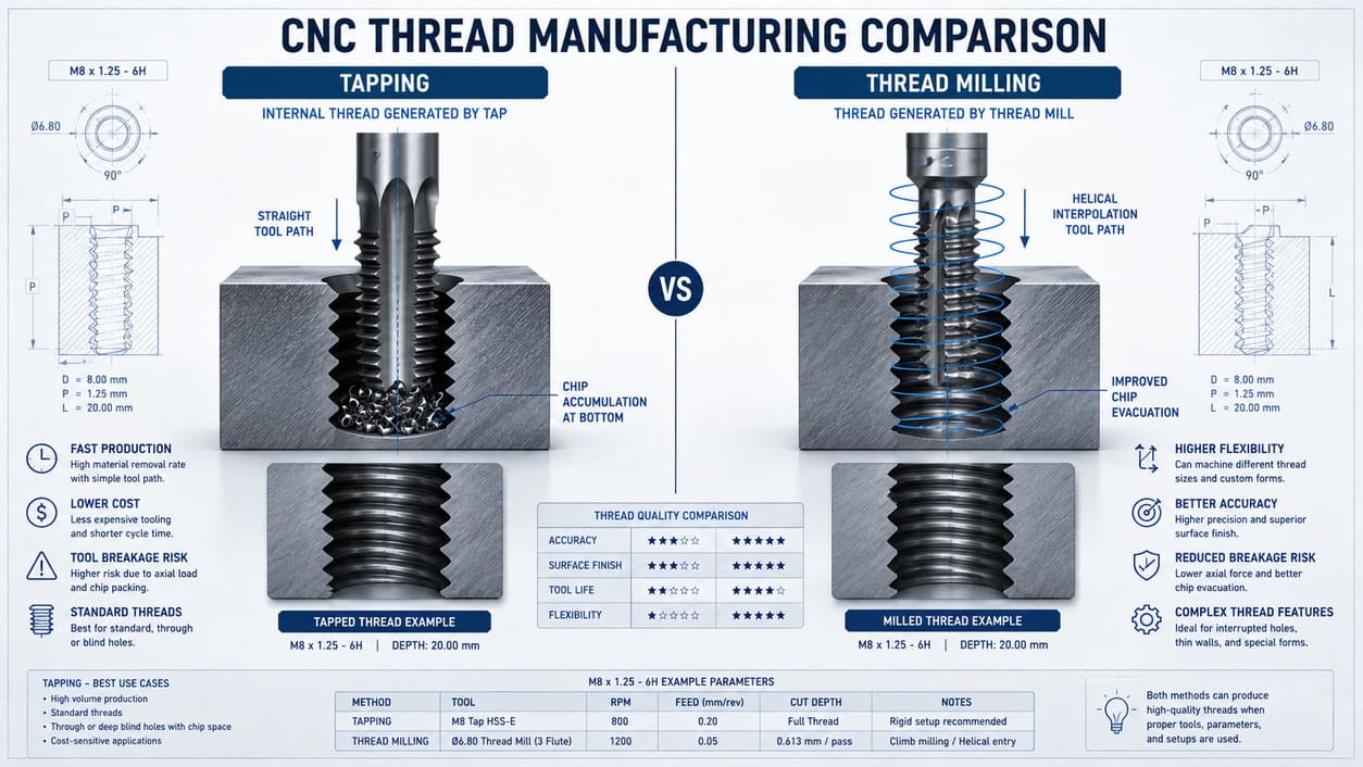 Thread milling versus tapping process comparison for manufacturing internal CNC threads.jpg