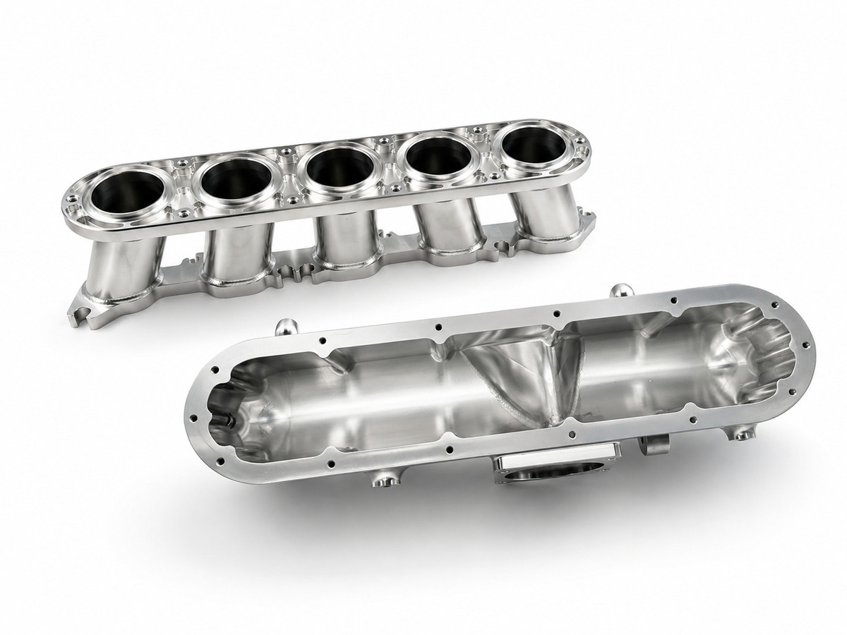 Deep internal plenum cavity of a five-axis CNC machined intake manifold.jpg