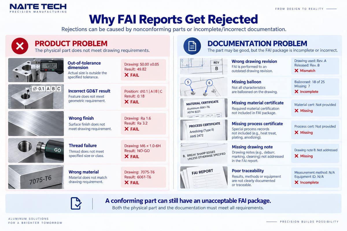 Common First Article Inspection rejection causes including part and documentation problems.jpg