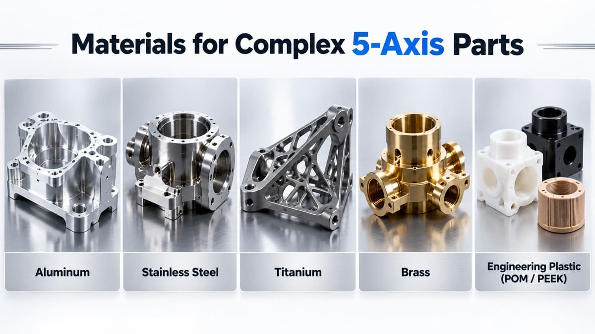 Materials for 5-axis CNC machining including aluminum stainless steel titanium and plastics.jpg