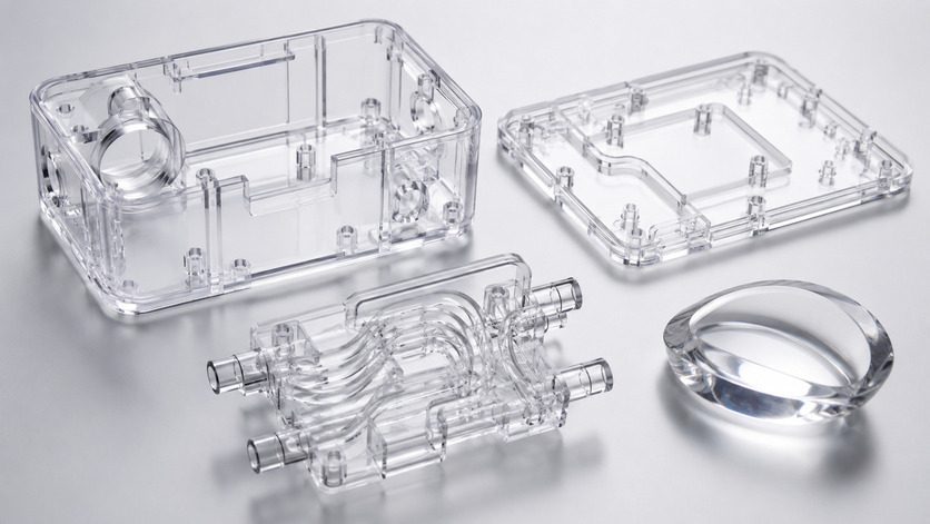 Clear SLA resin transparent prototype part for visual testing and display