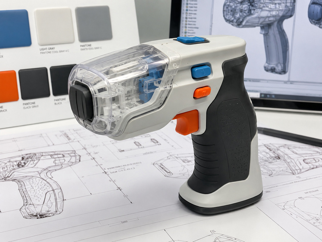 PolyJet multi-material prototypes with rigid rubber-like transparent and colored sections