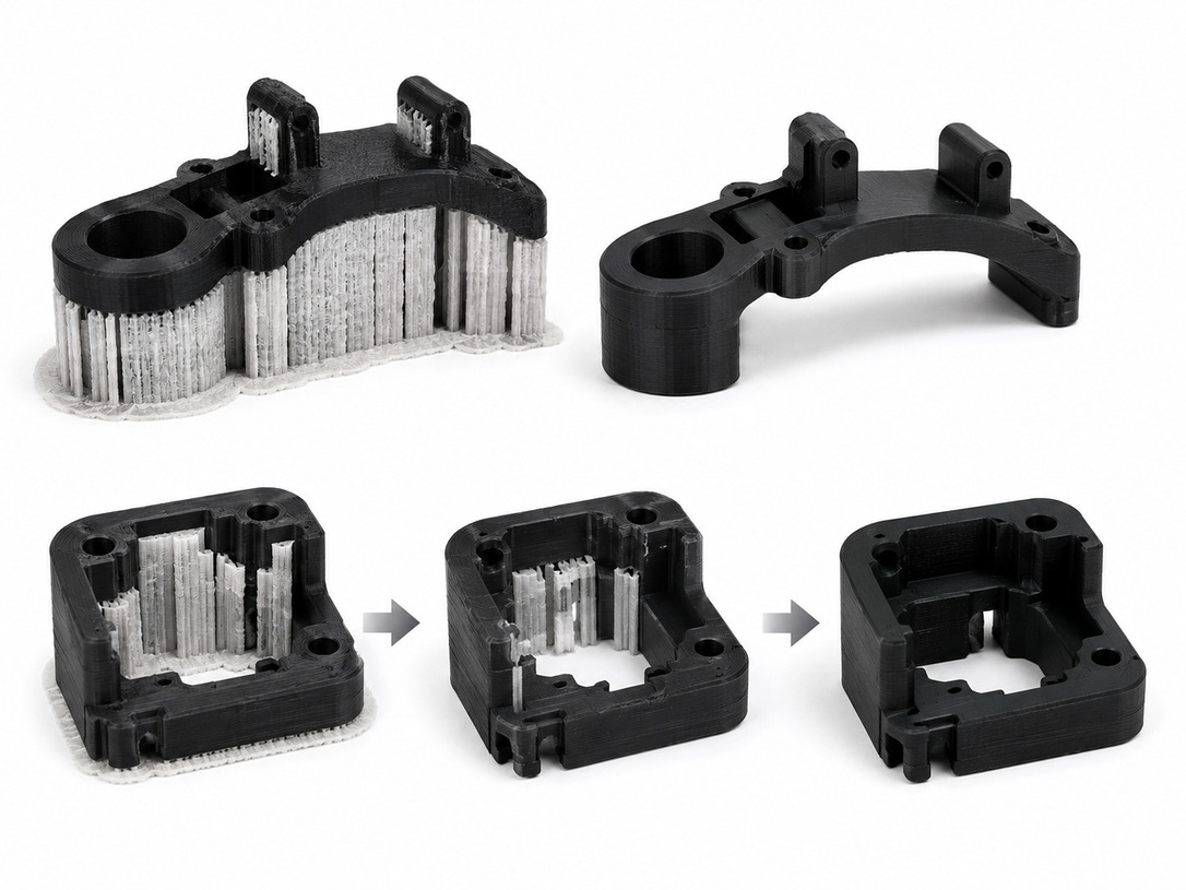 FDM support removal process for plastic 3D printed parts