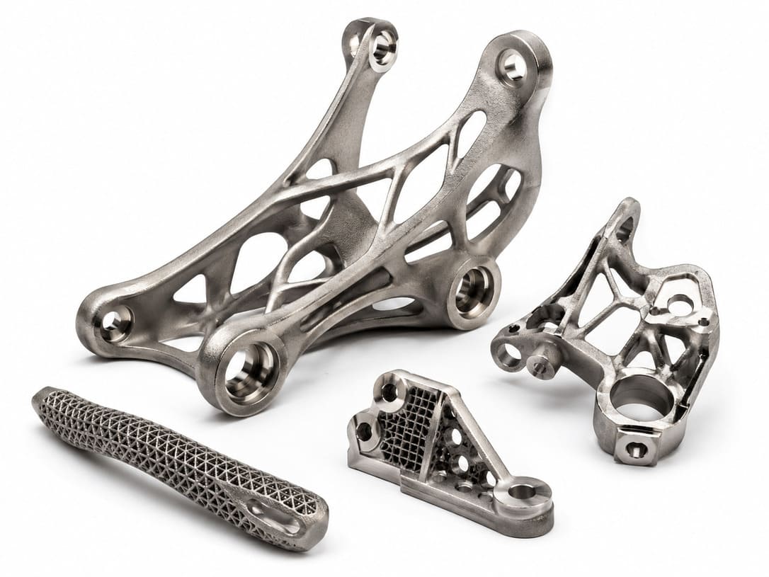 Titanium metal 3D printed lightweight parts with topology optimized structures