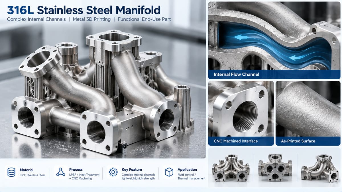 Illustrative 316L stainless steel manifold cross-section with internal channels, powder evacuation paths and machined sealing faces.jpg