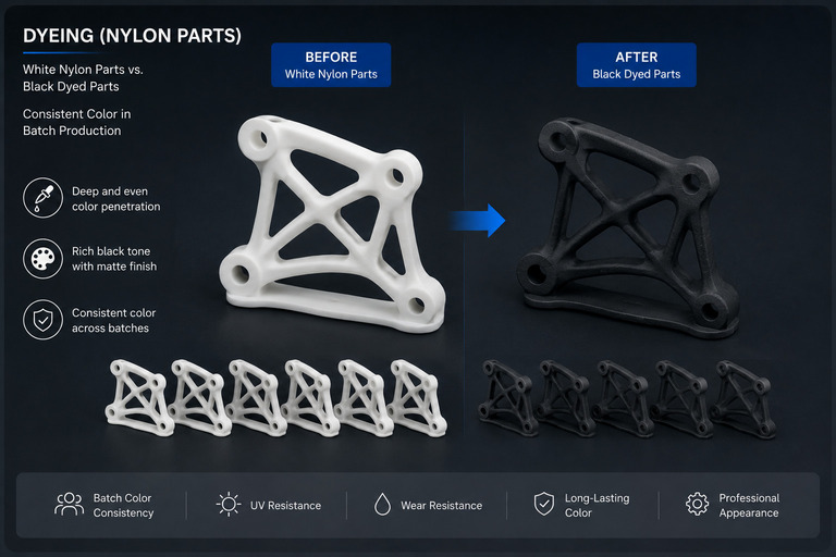 Dyeing of 3D printed parts
