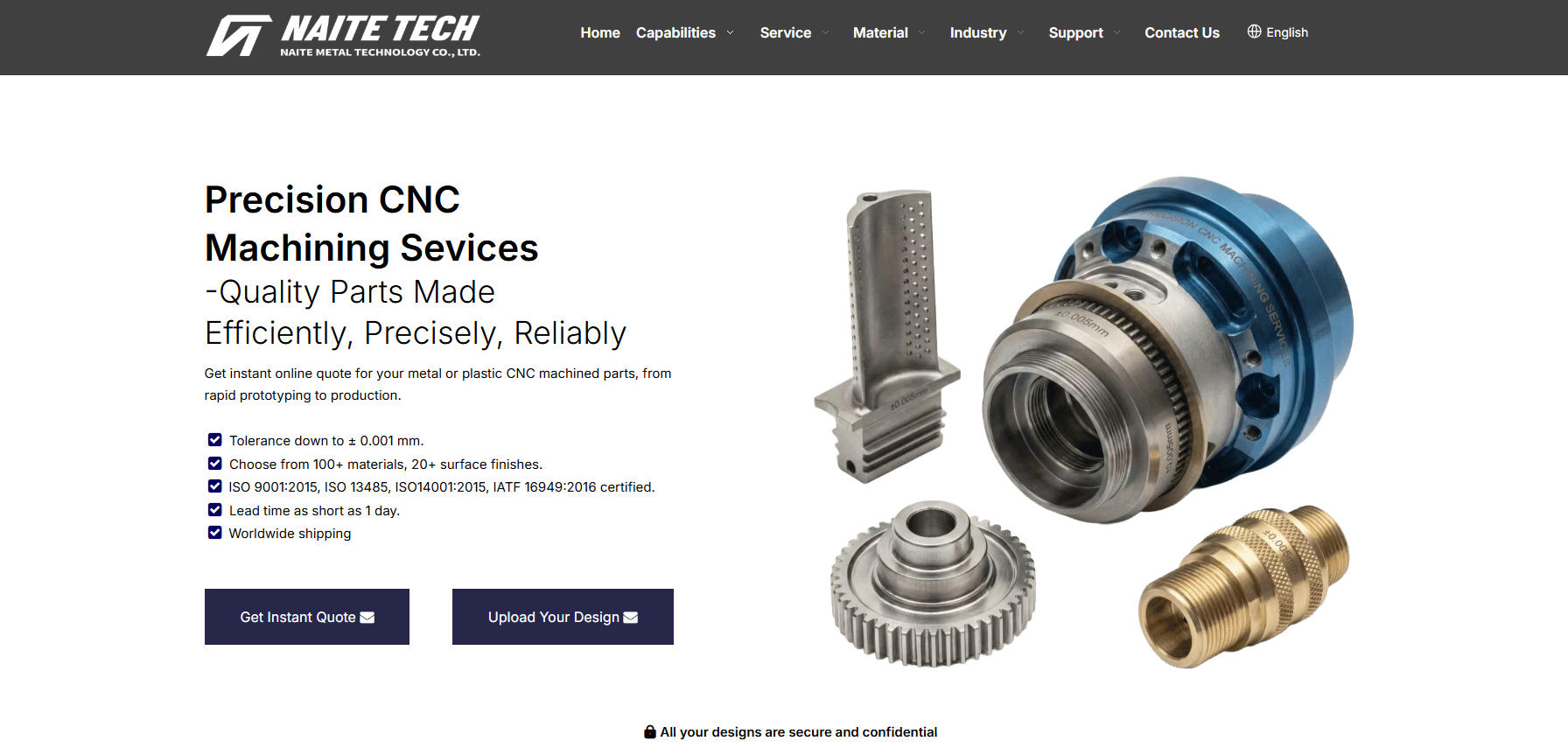 First image of NAITE TECH CNC machining website