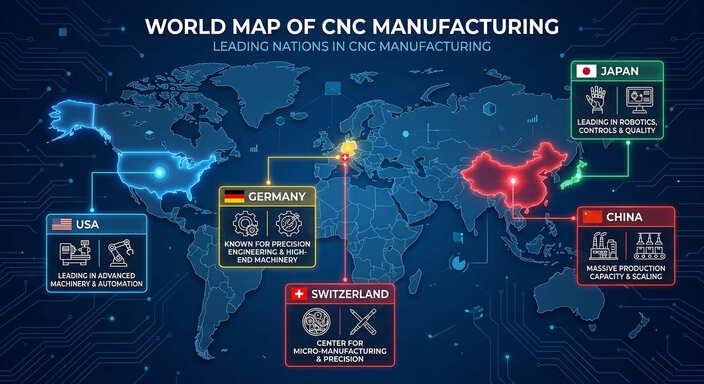 Global CNC machining companies distribution across major manufacturing regions