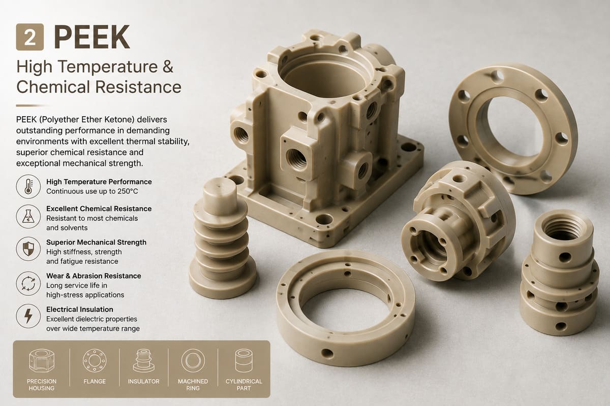 PEEK precision machined components for high-temperature engineering applications
