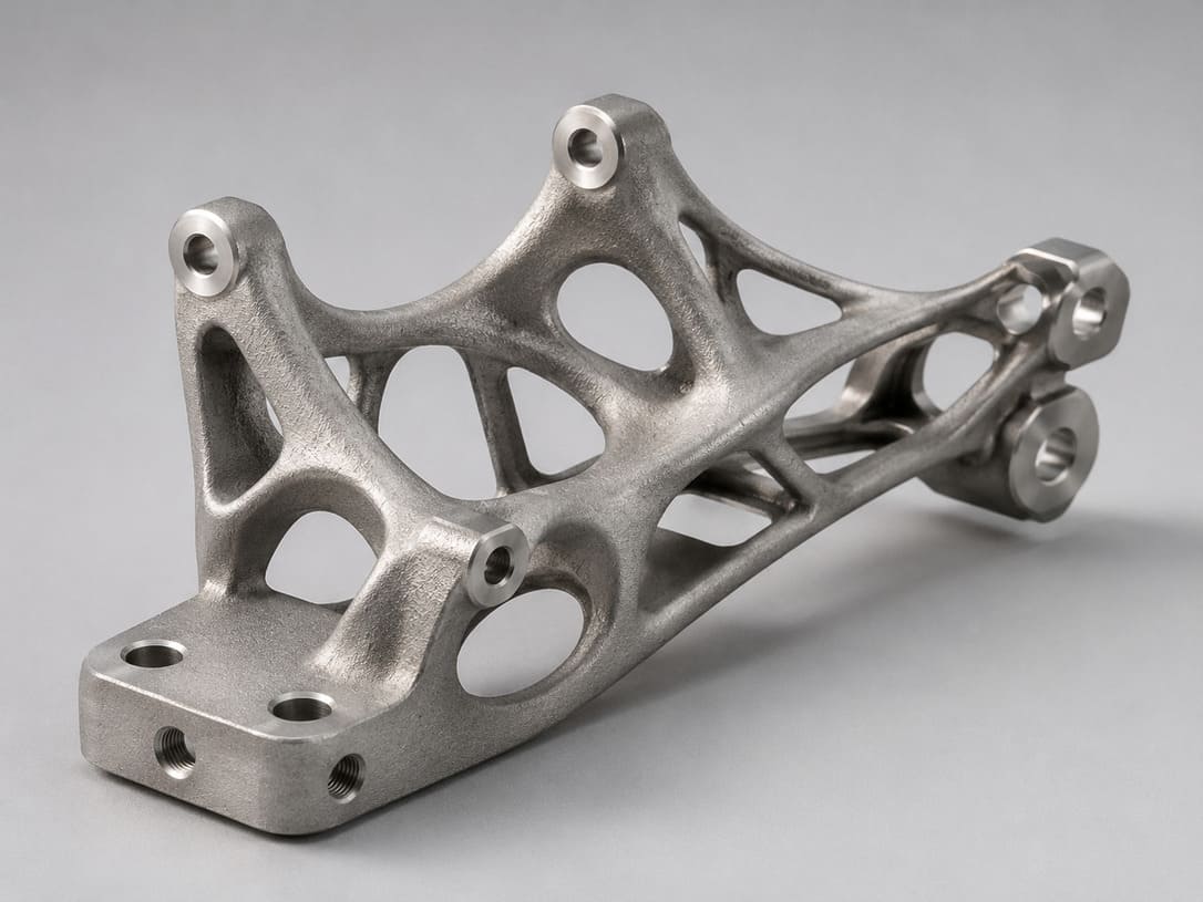 Titanium metal 3D printed lightweight bracket with topology optimized structure