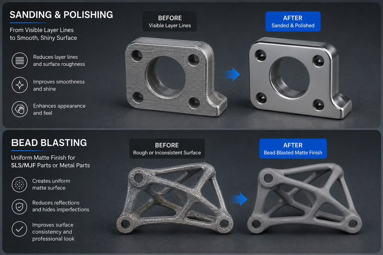 Bead blasting of 3D printed parts