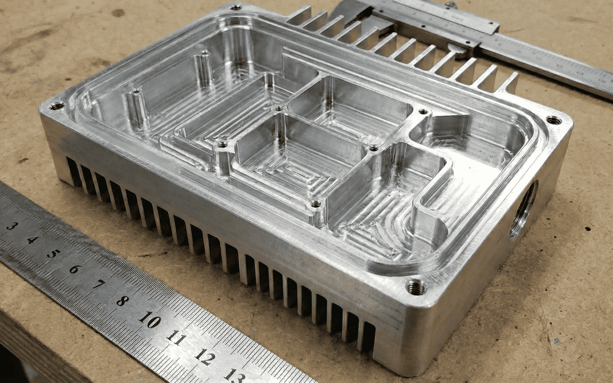 Precision-machined aluminum housing part for industrial electronic products