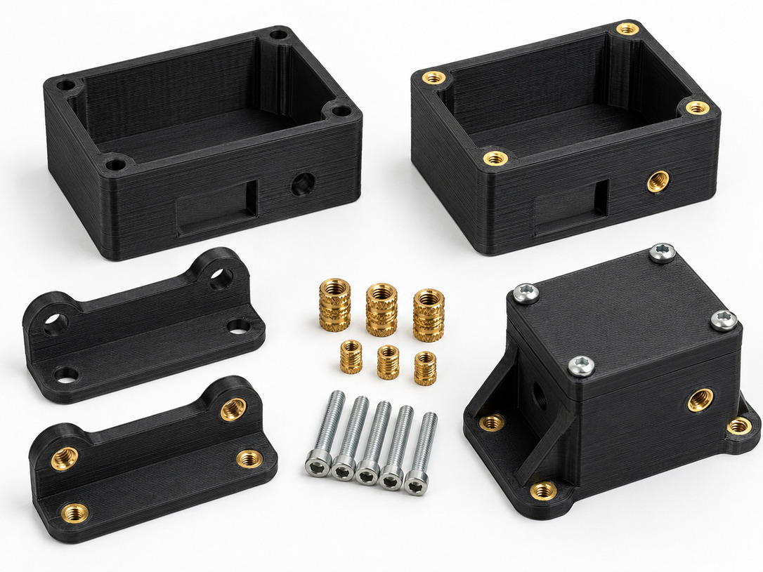 FDM plastic parts with threaded inserts for stronger fastening and assembly testing