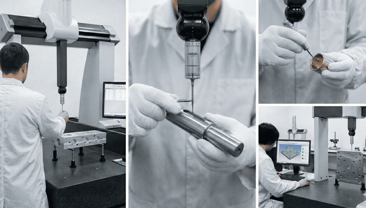 naite tech staff are inspecting machined cnc parts