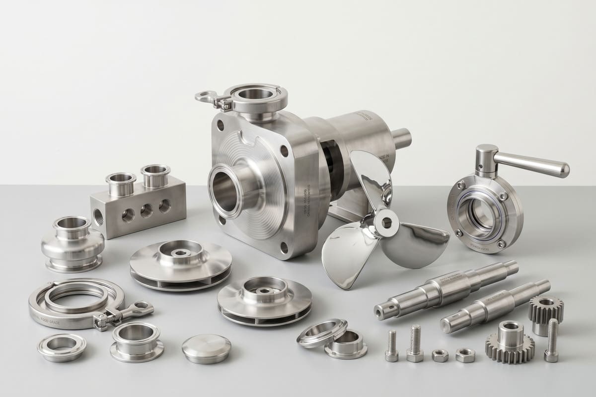 Stainless steel food and beverage equipment parts