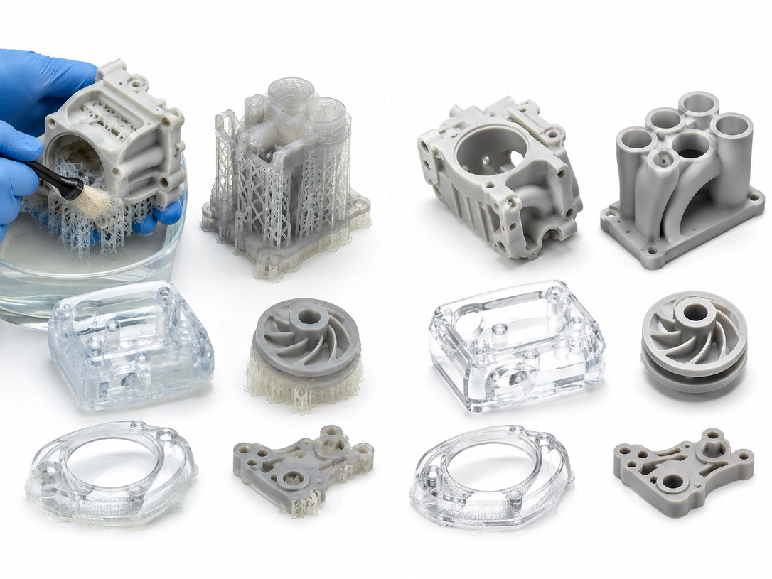 PolyJet support removal and cleaning process for prototype parts