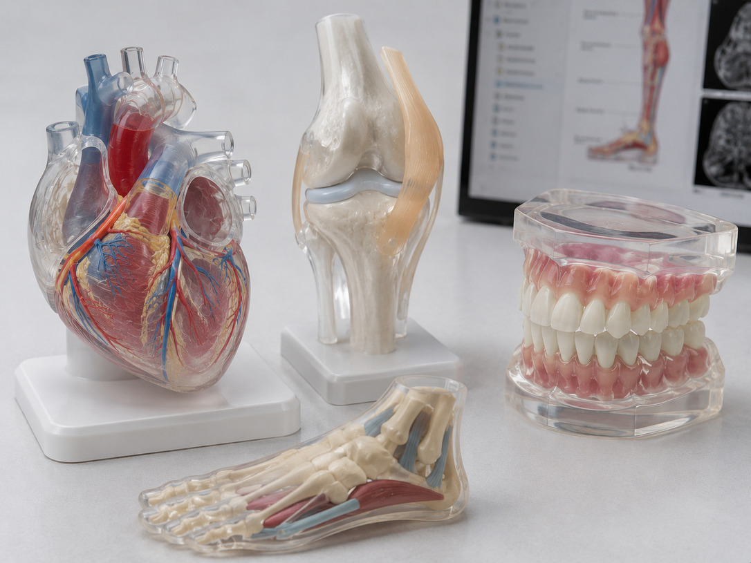 PolyJet medical and anatomical models with color transparency and detailed visualization