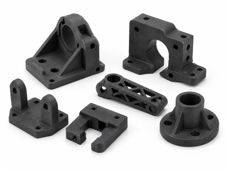 SLS glass-filled nylon structural parts for brackets fixtures and rigid components