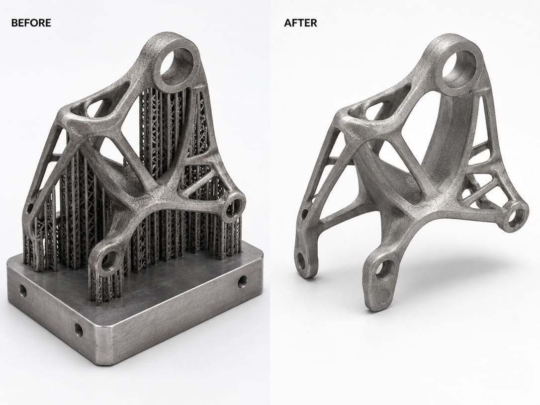 Metal 3D printing support removal before and after post-processing