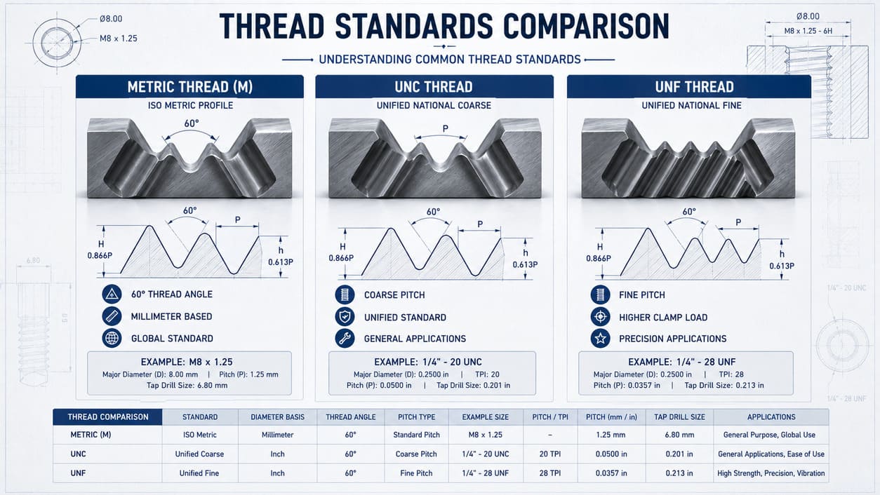 Comparison of metric, UNC, and UNF thread standards used in CNC machined components.jpg