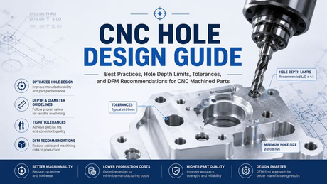 CNC Hole Design Guide with hole depth limits, tolerances, and DFM recommendations for CNC machined parts.jpg