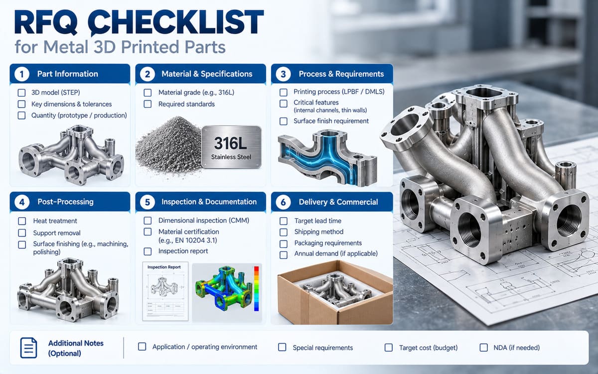 Metal additive manufacturing RFQ checklist covering alloy, CAD files, tolerances, post-processing and inspection.jpg