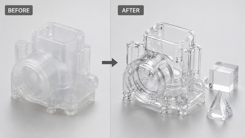 Polished clear SLA resin prototype with improved transparency and gloss
