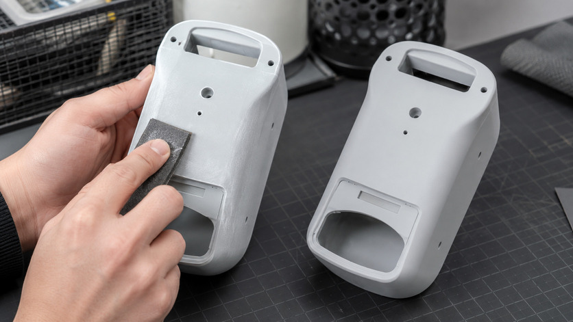 Sanding SLA resin parts to improve surface smoothness and reduce support marks