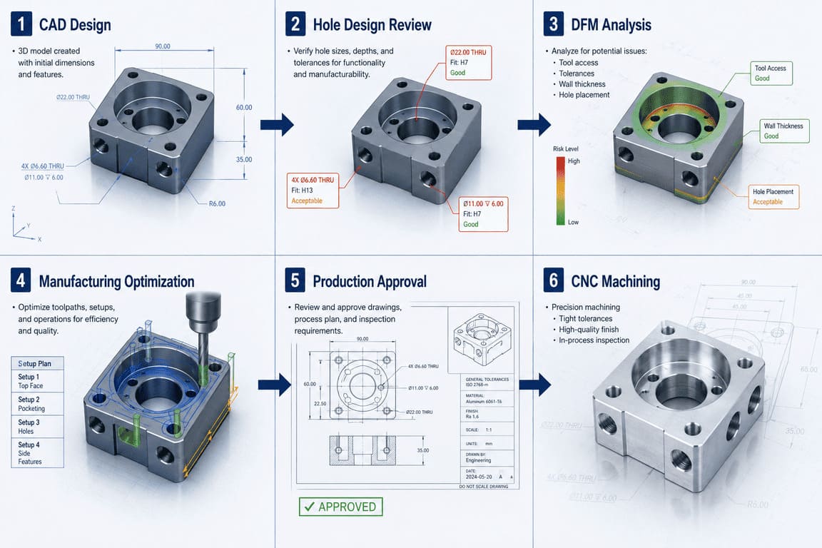 DFM review workflow for optimizing CNC hole design and manufacturability.jpg