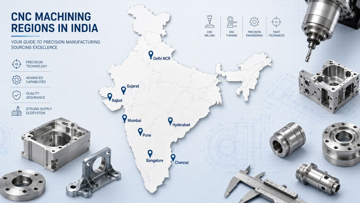 Major CNC machining and precision manufacturing regions in India including Pune, Bangalore, Chennai, Hyderabad, Mumbai, Rajkot, Gujarat, and Delhi NCR..jpg
