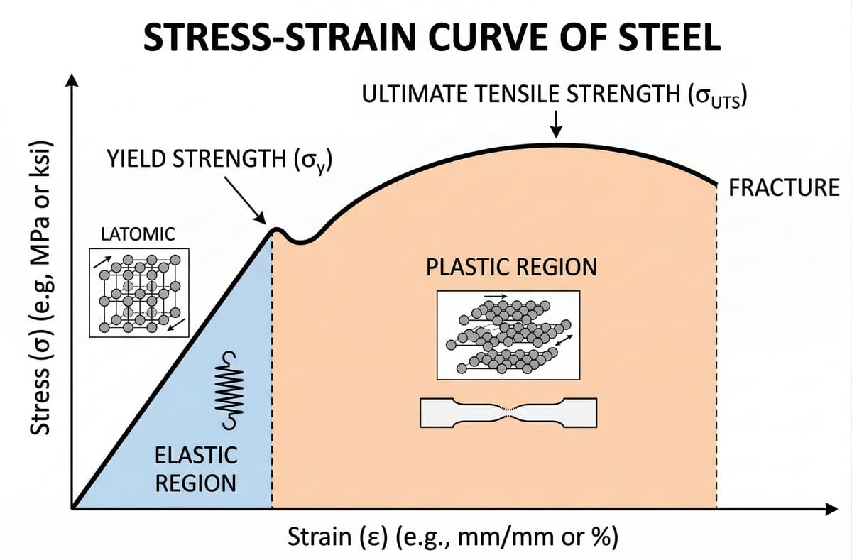 steel stress strain curve yield strength tensile strength diagram
