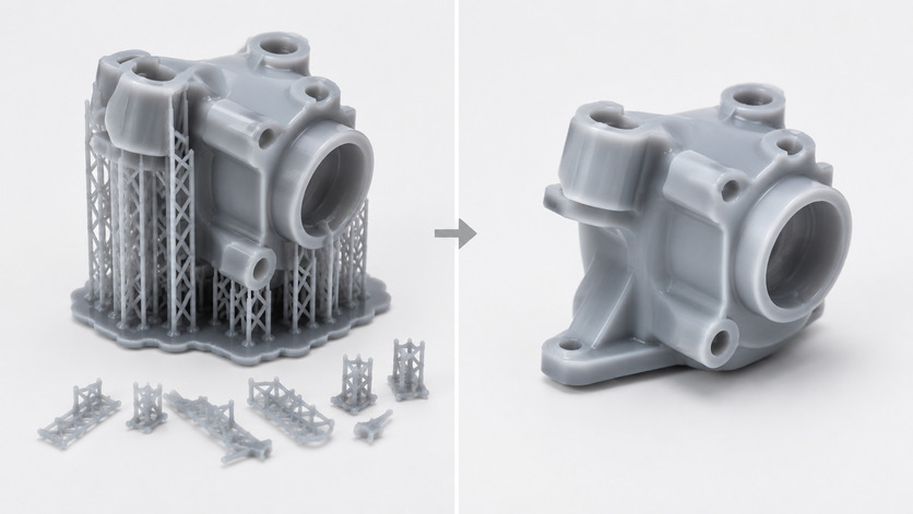 SLA support removal process for resin 3D printed parts