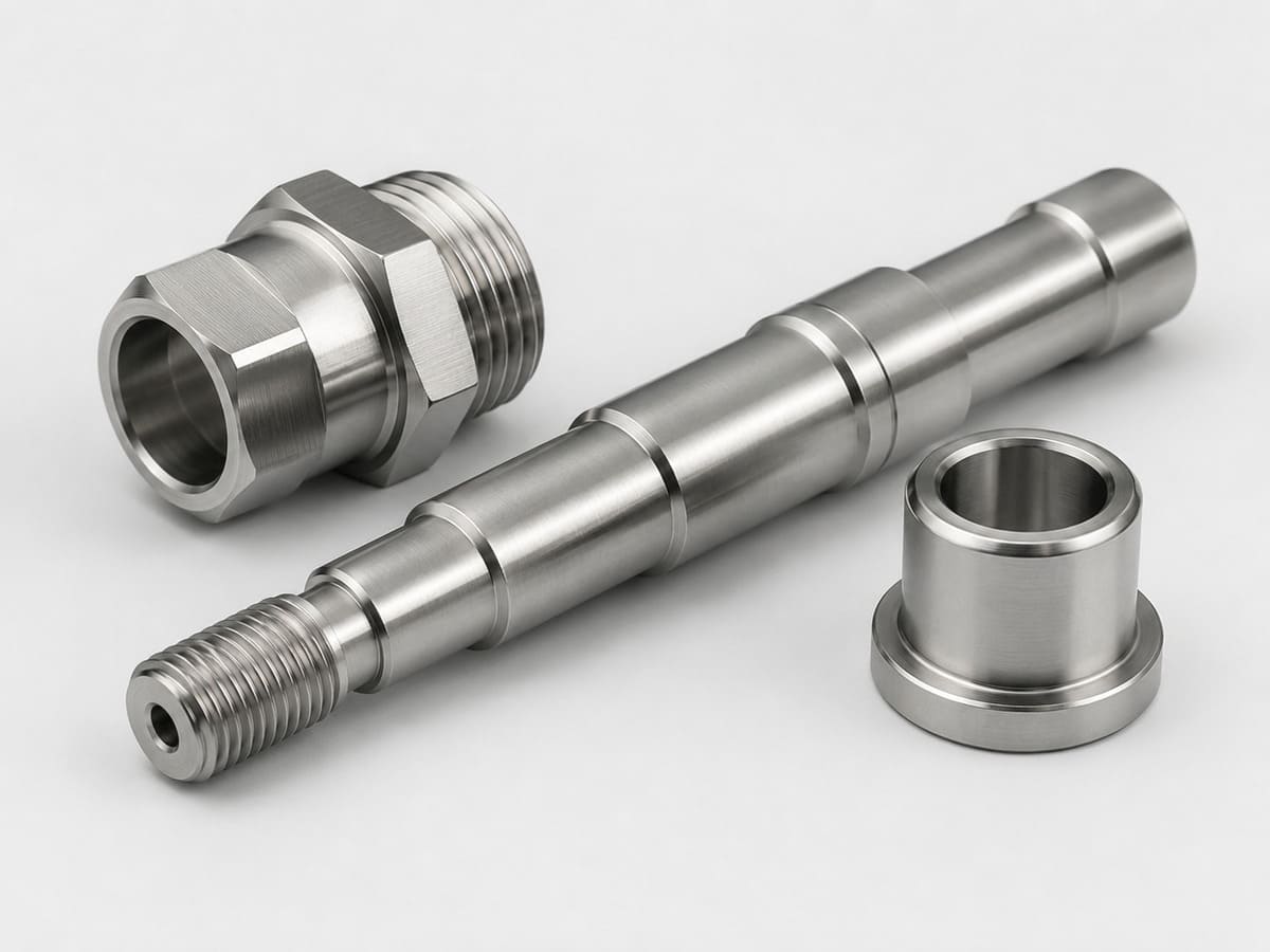 303 stainless steel precision turned shafts, fittings and machined components