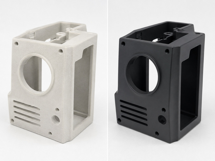 Painted SLS nylon housing with custom color finish for product prototypes