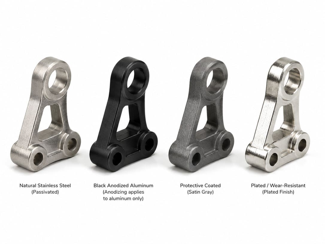 Coating plating passivation and anodizing options for selected metal 3D printed parts