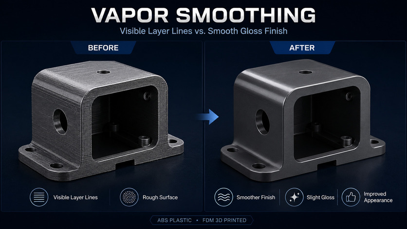 Vapor smoothed 3D printed plastic parts with smoother surface finish